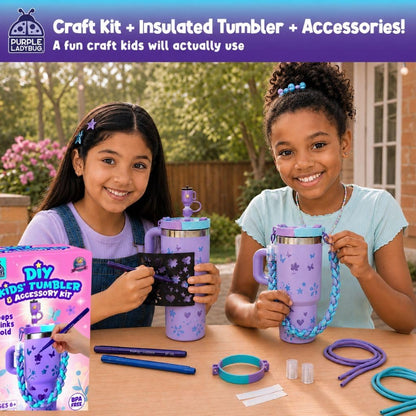 DIY Kids Tumbler with Straw and Lid - 14oz Insulated Stainless Steel Tumbler for Girls