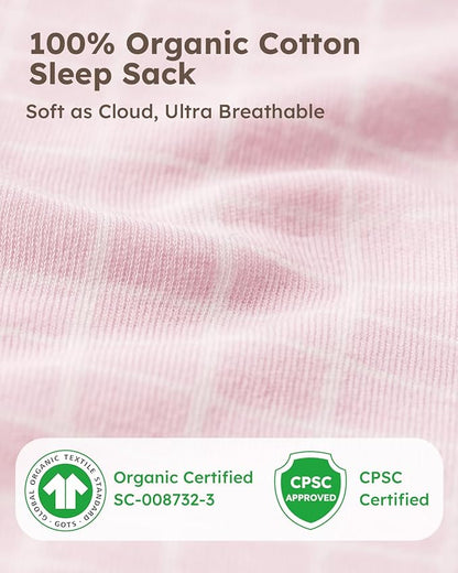 Yoofoss Baby Sleep Sack 0-24 Months 100% Organic Cotton Wearable Blanket for Babies 2-Way Zipper 0.5 Tog Newborn Sleeping Sack, Soft Lightweight Durable