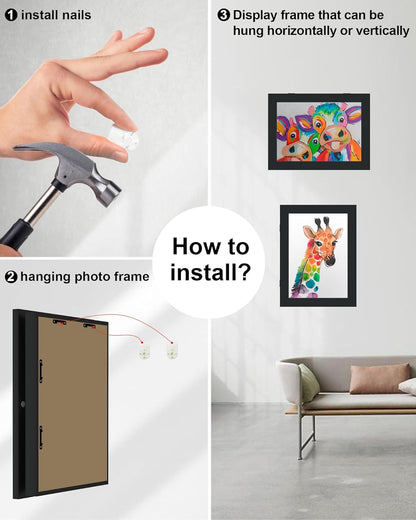 Estefanlo Kids Artwork Display Frame a4 Childrens Artwork Display Kids Art Frames Front Opening a4 Frames Black