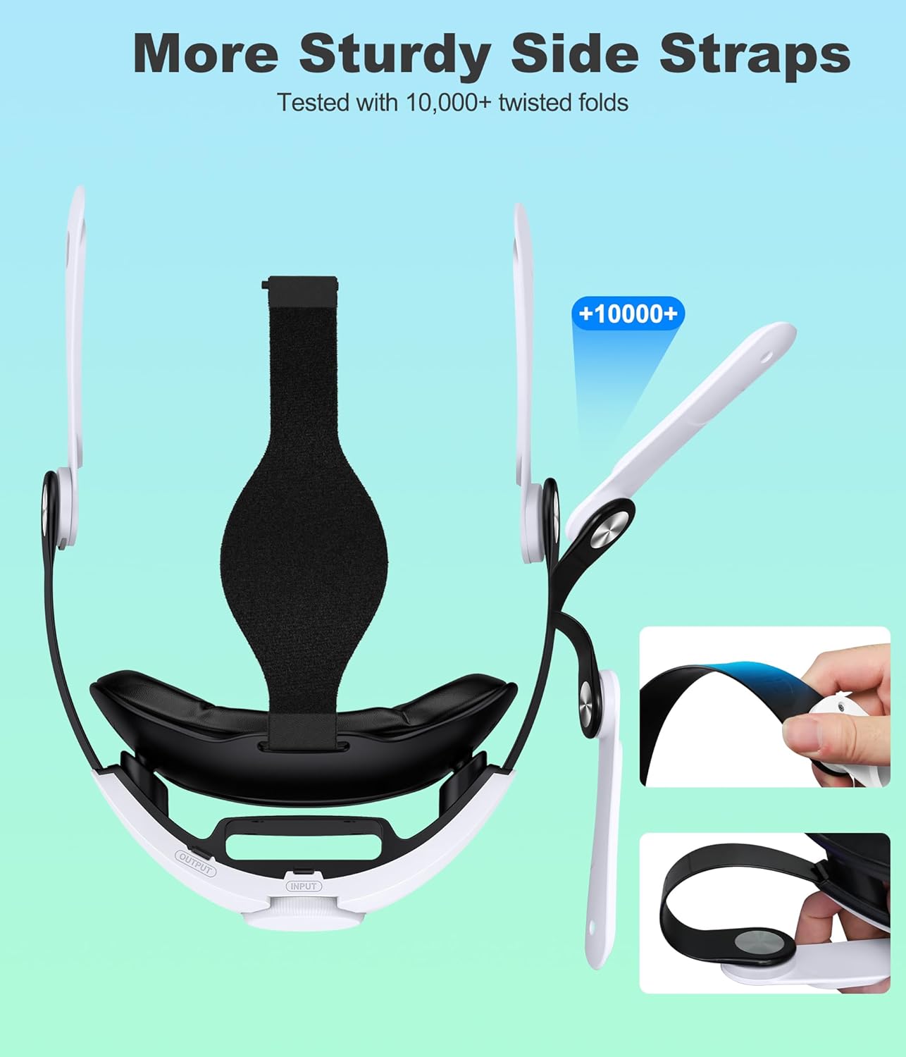 Snug Head Strap for Meta Quest 3/3S/Quest 2 with 10000mah Hot-Swappable Battery Pack,Double Knobs Adjustable Elite Strap Replacement,VR Headset Accessories Strap Enhanced Support&Reduce Pressure