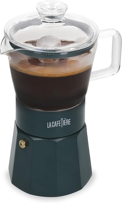 La Cafetière Verona Glass Espresso Maker, Green, 6 Cup, Gift Boxed