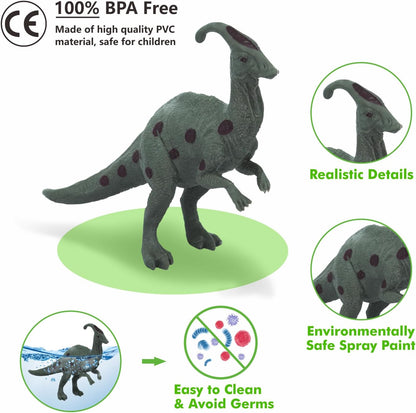 Dinosaur Toys with Sounds Book, 10PCS Dino Figures for Toddlers & Animal Sounds Book with 10 Buttons, Realistic Plastic Animal Figures, Dinosaur Toys for Kids 3-5, Gifts for Dinosaurs Lover