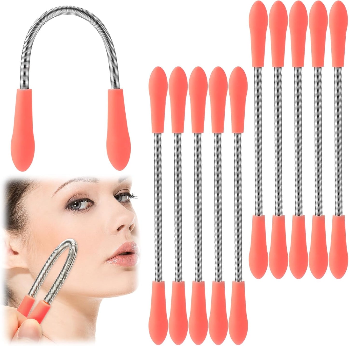 9 Pcs Facial Hair Spring Remover Women, Face Epilator Coil Spring Threading Tool, Manual Face Hair Epilator for Women Upper Lip Chin Cheeks Mustache