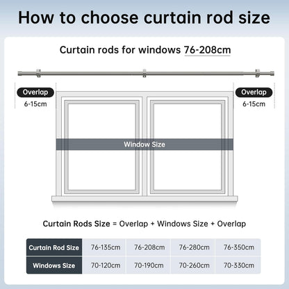 Extendable Curtain Rods 76-208cm & 25cm Diameter