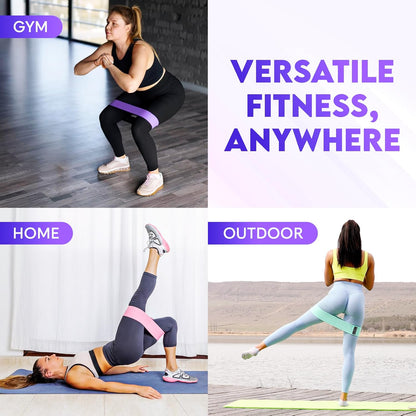 Wide Fabric Resistance Bands for Working Out | 3 Strength Level Non-Slip Exercise Booty Bands for Women & Men | Comes with a Bag and Tape Measure