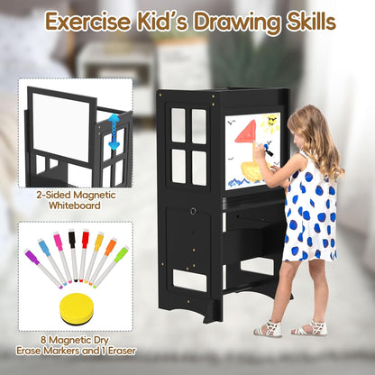 Kids Kitchen Stool Helper, Learning Standing Stool - Height Adjustable