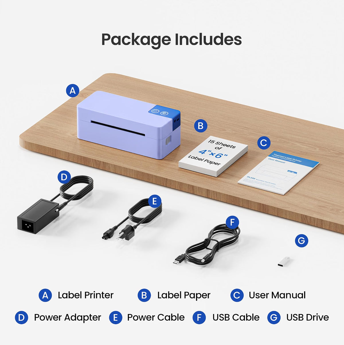 Bluetooth 4x6 Thermal Shipping Label Printer for Parcels, Violet