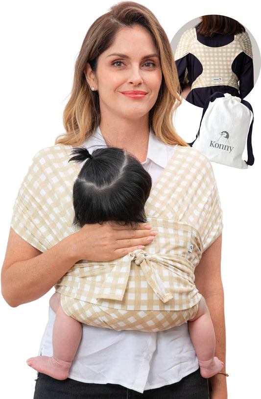 Konny Baby Carrier SoftBreeze Carrier Wrap (Creamy Gingham, 2XS)