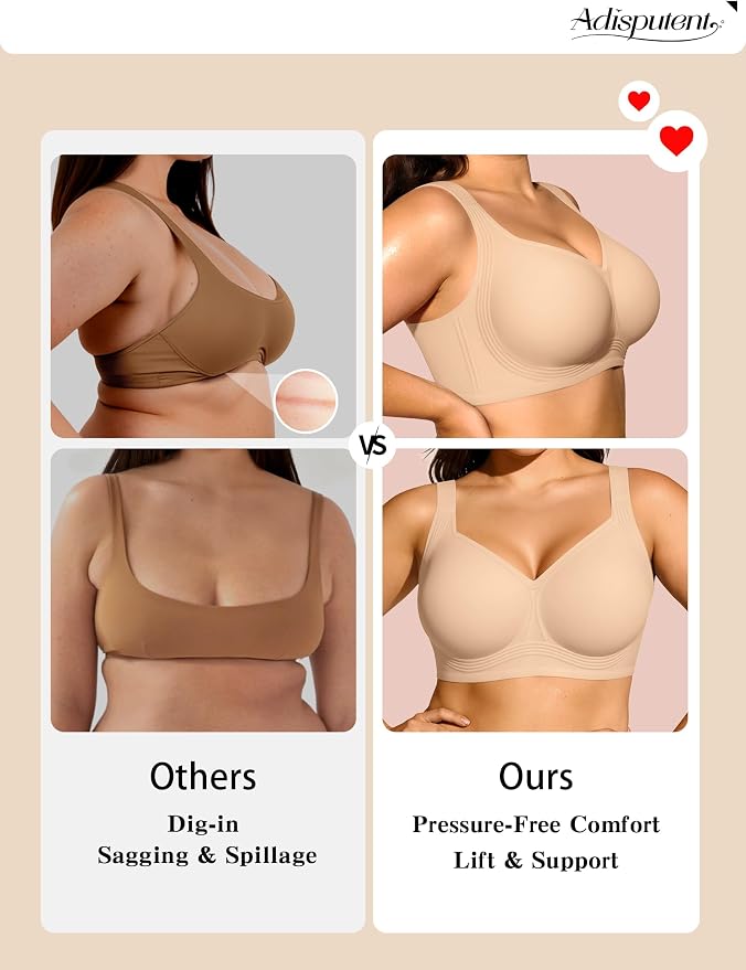 Seamless Jelly Bras for Women Wireless Supportive Nude - Size L