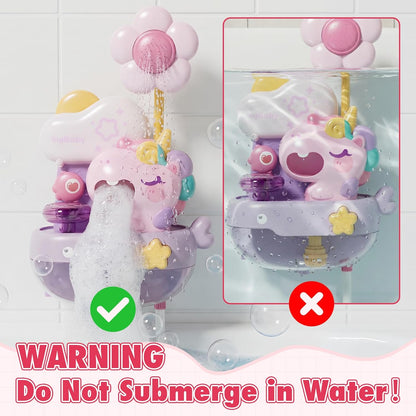 Unicorn Baby Bath Toys, 2 in 1 Automatic Bubble Machine with Led Light, Water Spray Shower Head | Bubble Maker Shower Toy, Interactive Light up Bathtub Toy for Toddlers 2-4 Year Old, Boy and Girl Gift