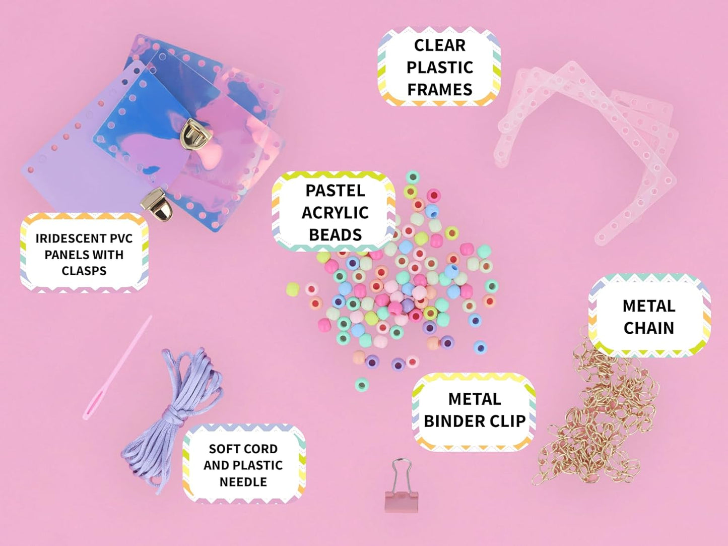 HENBRANDT 3 x DIY Jewellery Bag Craft Kits 3 Assorted Designs - Kids Creative Make Your Own Personalised Accessory Bag Fun Craft Activity Set Children