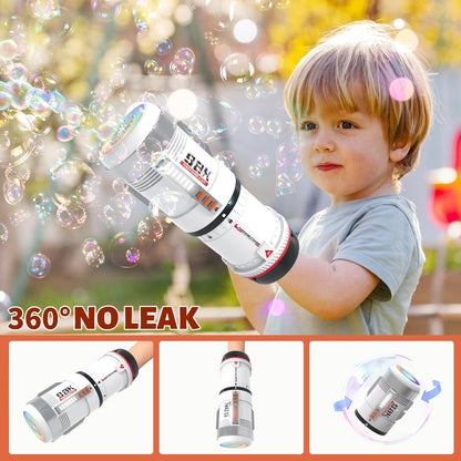 Bubble Gun and Bubble Machine 2 in 1 - Rechargeable Bubble Maker with Rainbow/Breathing LED Light and Children Songs