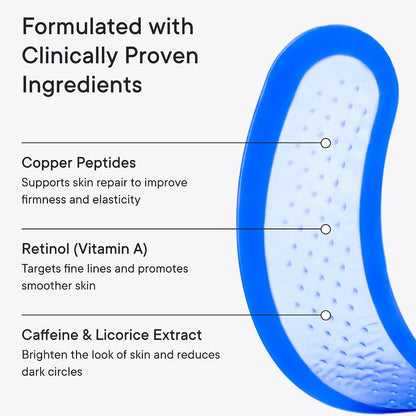 Qure Micro-Infusion Anti Wrinkle Patches for Smile Line, Frown lines, Under Eye Bags, Puffiness, Crow's Feet - Retinol, Caffeine - Dissolvable for Overnight Use - 8 Pairs