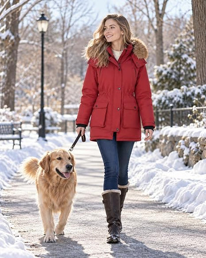 Heated Jacket Womens with 18400mAh 12V Battery Pack, Parka Medium Jacket Womens, Battery Heated Jacket Women for Outdoor Work