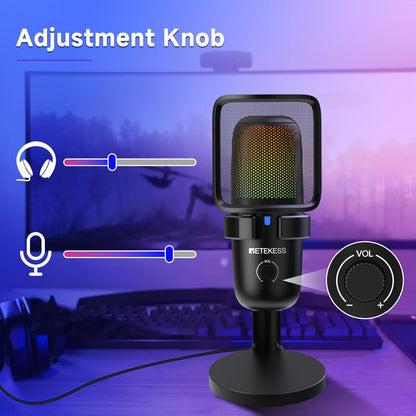 TG201 Gaming Mic, HiFi Sound Quality, Plug and Play, 2 Pickup modes, Compatible with PC