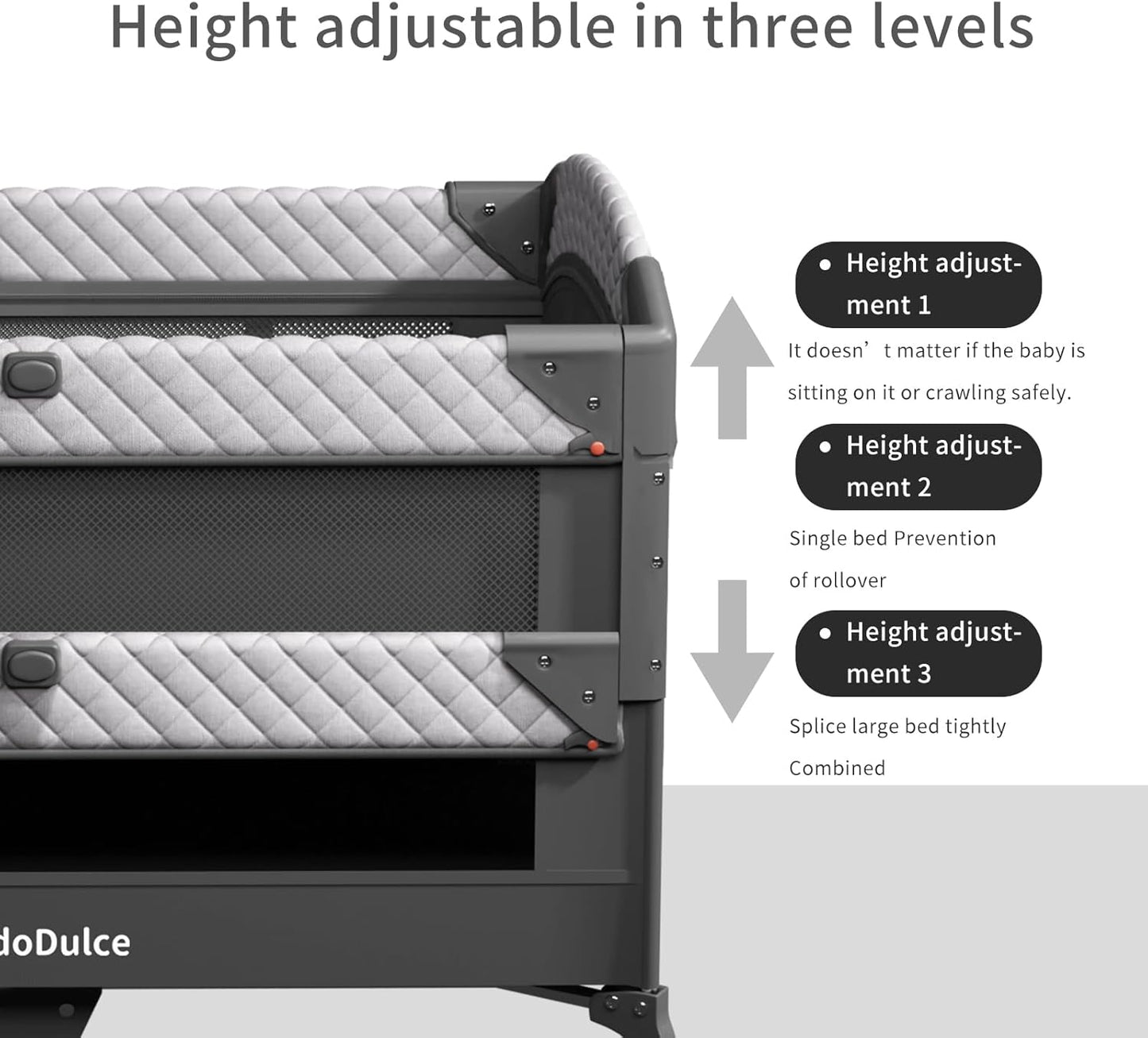 Portable Bedside Crib, Foldable Travel Baby Cot for Co-Sleeping