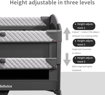Portable Bedside Crib, Foldable Travel Baby Cot for Co-Sleeping
