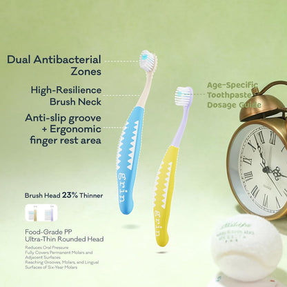 Grin Milky Start Toddler Toothbrush - Baby Toothbrush with Small Round Head, Ultra-Soft Bristles for Safe, Gentle Cleaning - Easy-Grip Handle, BPA-Free - Pink, 6-24 Months
