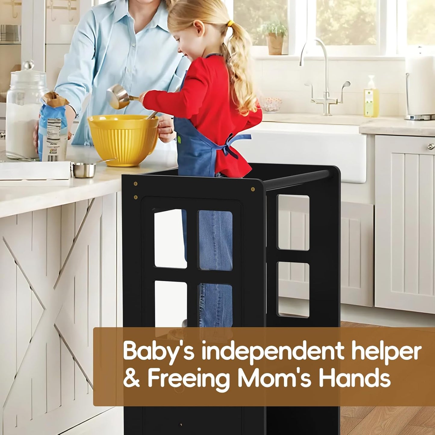 Kids Kitchen Stool Helper, Learning Standing Stool - Height Adjustable