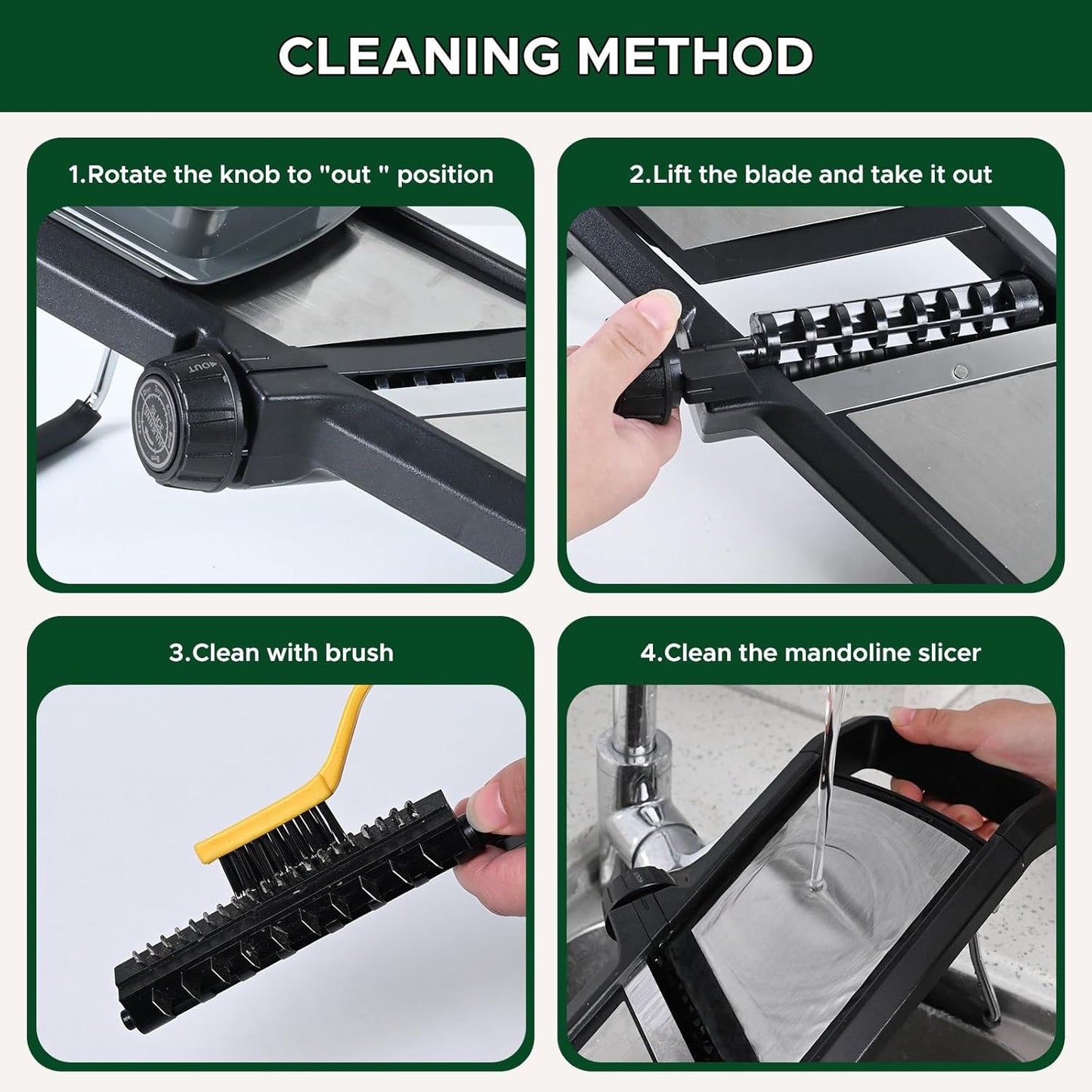 Adjustable Mandoline Vegetable Slicer by Harcas. for Slicing Cutting Food, Fruit, Vegetables, Onions and Potatoes. Mandolin Slicer Julienne Cutter (Black)