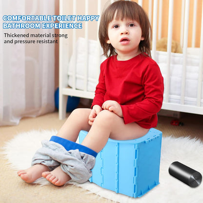 Portable Travel Potty Toddler, Travel Potty Training Toilet, Baby Mobile Toilet with Storage and Cleaning Bags, Suitable for Car Camping Tourism Outdoor Indoor, Blue