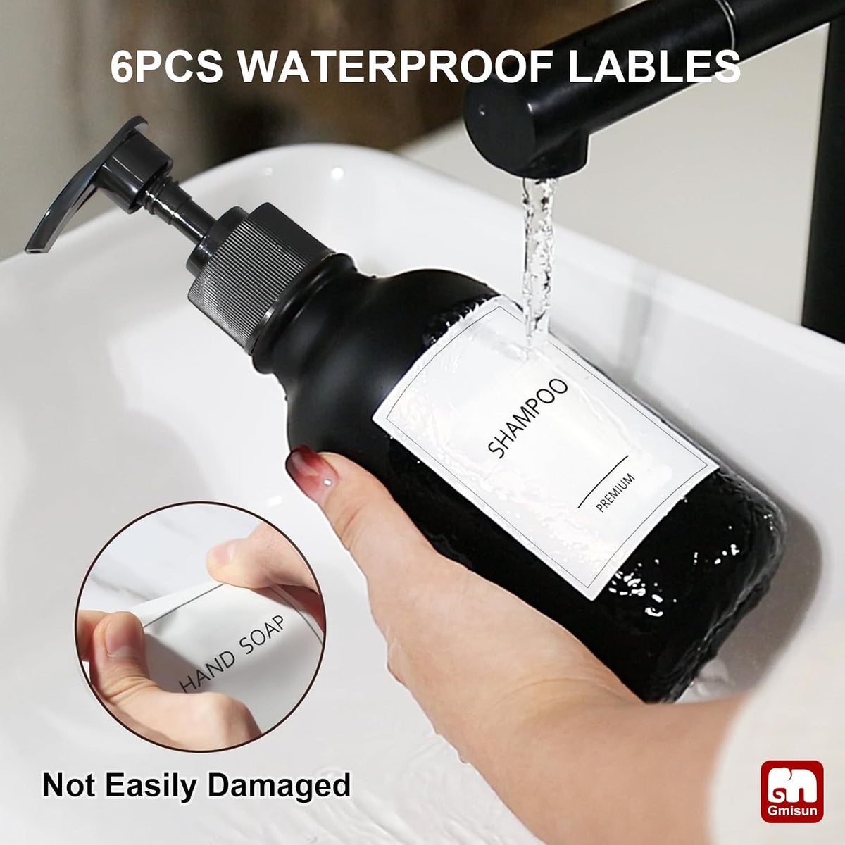 Shampoo and Conditioner Bottles, Plastic Black Shampoo Dispenser