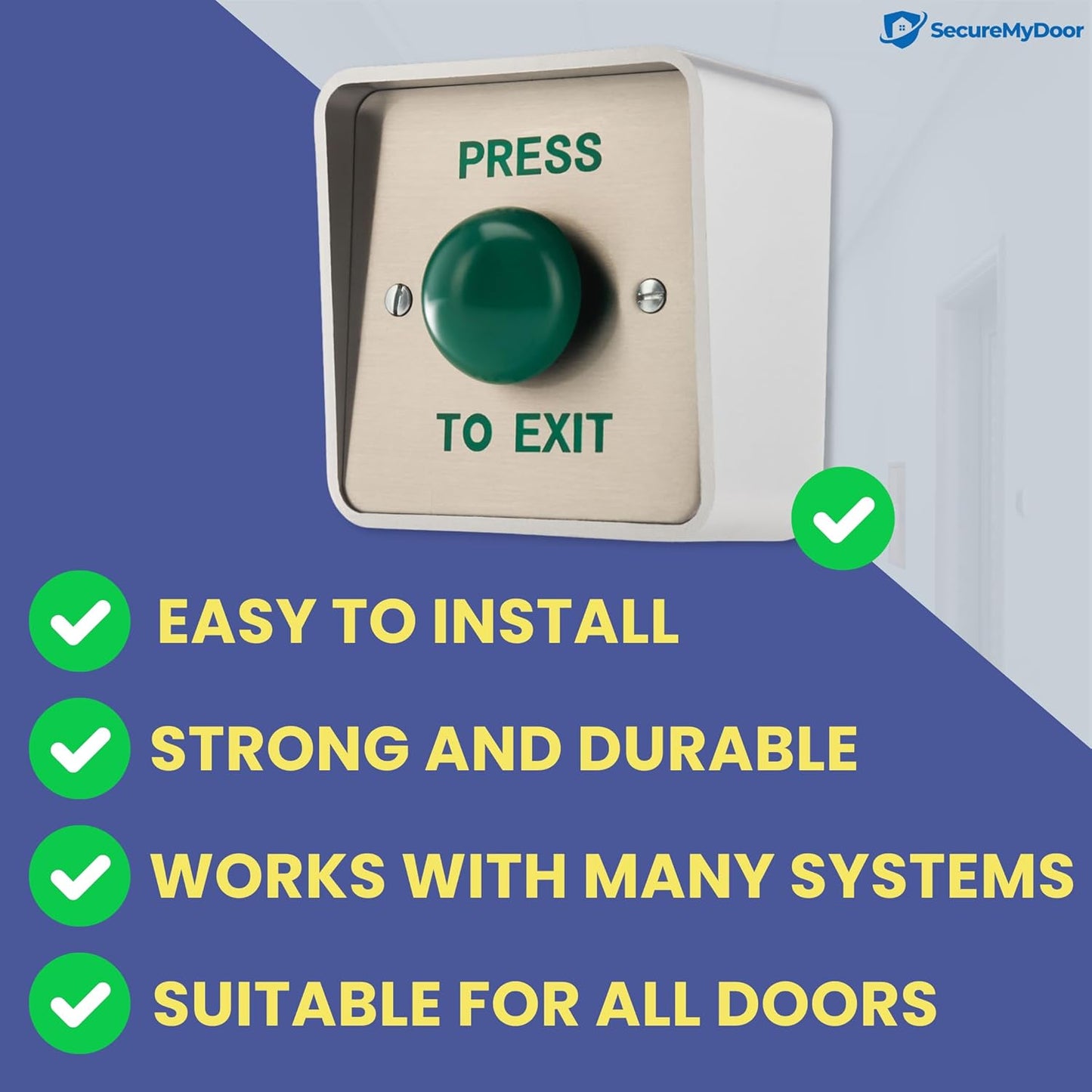 SecureMyDoor Outdoor IP65 PRESS TO EXIT Button