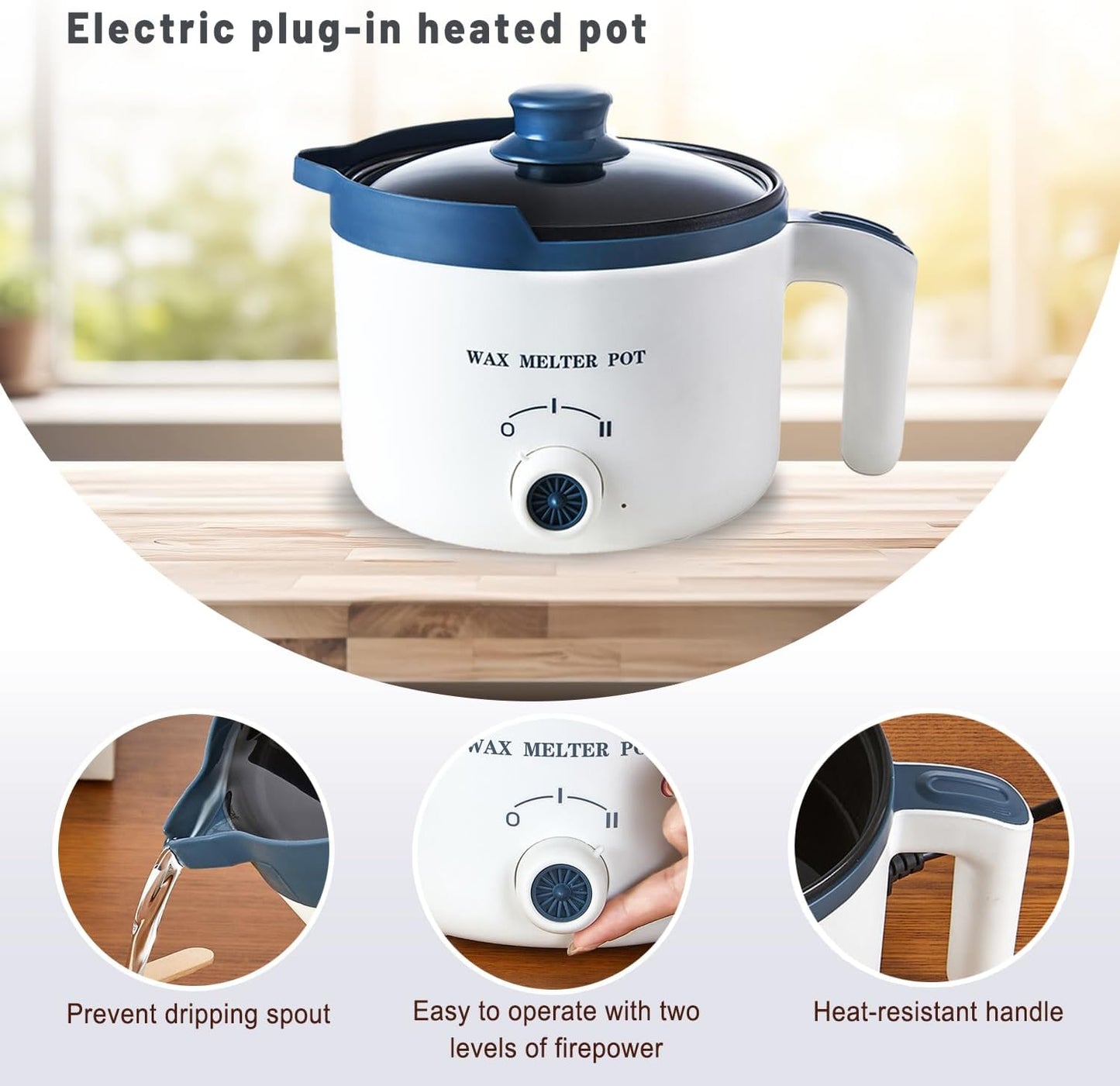 Electric Non Stick Candle Wax Melter, Wax Melting Pot for Candle Making with Rotary Switch