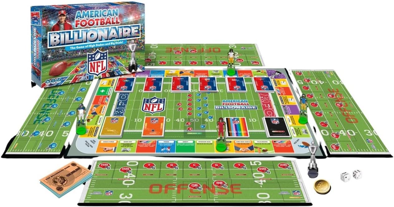 NFL Board Game By Football Billionaire Board Games | Family Board Games for Kids and Adults | Ages 8+ | A Trading & Family Strategy Board Game Game for 2-6 Players