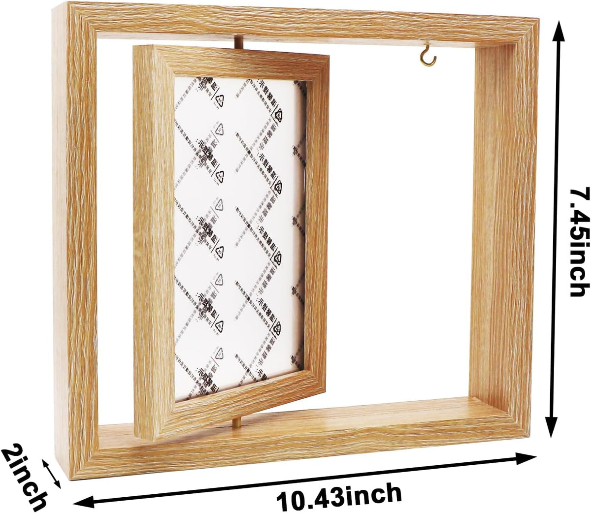 DUTWROY Wooden Rotating Picture Frame 5x7 Inch, Double-Sided Tabletop Display, Spinning Photo Frame Double-Sided Tabletop Display for Home Office Decor Gift