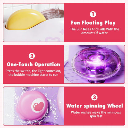Unicorn Baby Bath Toys, 2 in 1 Automatic Bubble Machine with Led Light, Water Spray Shower Head | Bubble Maker Shower Toy, Interactive Light up Bathtub Toy for Toddlers 2-4 Year Old, Boy and Girl Gift