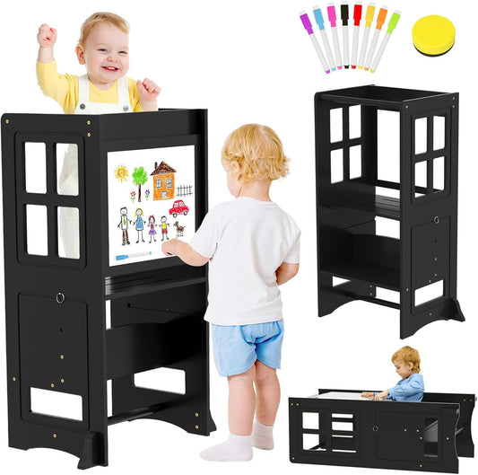 Kids Kitchen Stool Helper, Learning Standing Stool - Height Adjustable