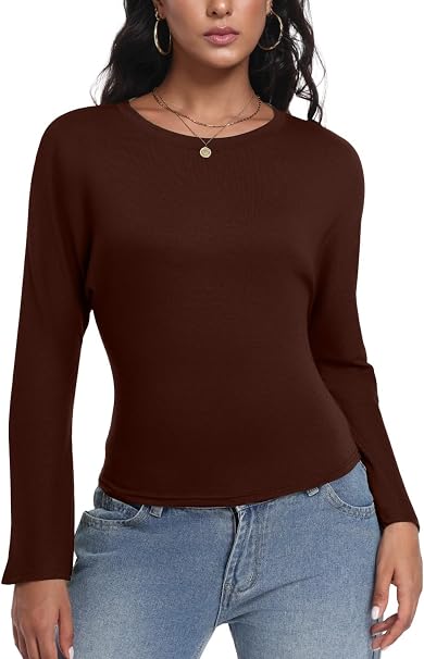 PrinStory Ladies Tops Summer Vests Women Crew Neck Sleeveless Tank Top (L / Coffee Brown)
