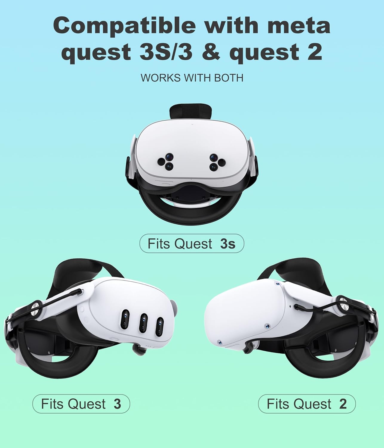 Snug Head Strap for Meta Quest 3/3S/Quest 2 with 10000mah Hot-Swappable Battery Pack,Double Knobs Adjustable Elite Strap Replacement,VR Headset Accessories Strap Enhanced Support&Reduce Pressure