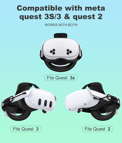 Snug Head Strap for Meta Quest 3/3S/Quest 2 with 10000mah Hot-Swappable Battery Pack,Double Knobs Adjustable Elite Strap Replacement,VR Headset Accessories Strap Enhanced Support&Reduce Pressure