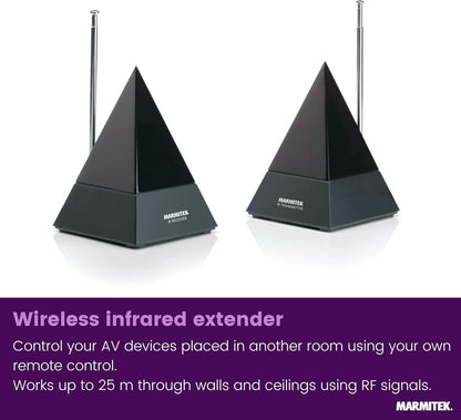 Marmitek Powermid XL - Infrared extender - wireless IR repeater through walls - control devices in another room - plug & play - for TV box receiver stereo