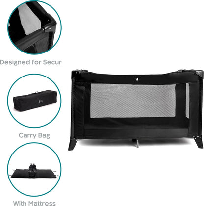 EastCoast Travel Cot with Padded Mattress Lightweight Compact and Portable Baby Bed 120 x 60 cm | Breathable mesh