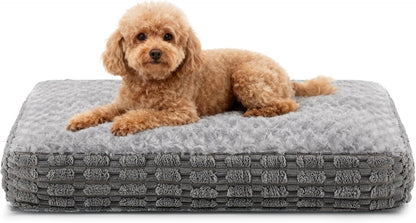 Dog Mat Mattress Washable, Waterproof Small Dog Bed Puppy Bed with Three-Dimensional Material of Wheat Ear, Crate Mattress Pet Sofa Bed with Breathable Rose Fluff, 60x45x12cm