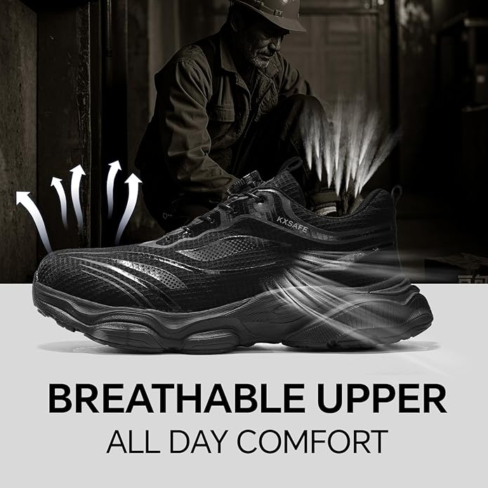 Safety Trainers Men Women Steel Toe Cap Trainers with Swivel Buckle Lightweight Comfortable Breathable Work Shoes Non Slip Puncture Proof Safety Shoes Size 12