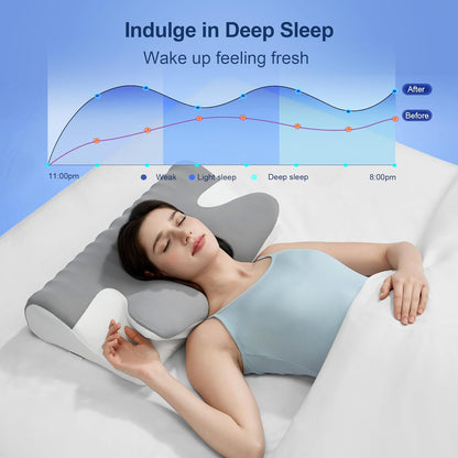 Winthome Memory Foam Pillow for Neck Pain, Restorative Sleep Cervical Pillow, 60D Slow Rebound Ergonomic Pillow with Removable Cover