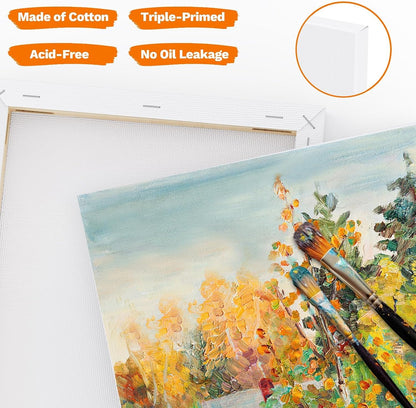 Koncci 3 Pack Stretched Canvas for Painting, (30x20 20x15 15x10cm) Framed Blank Canvas Set, Acid-Free/Cotton/280 GSM/Triple Primed Canvases for Acrylic, Oil Paint & Wet Art Media Artwork School