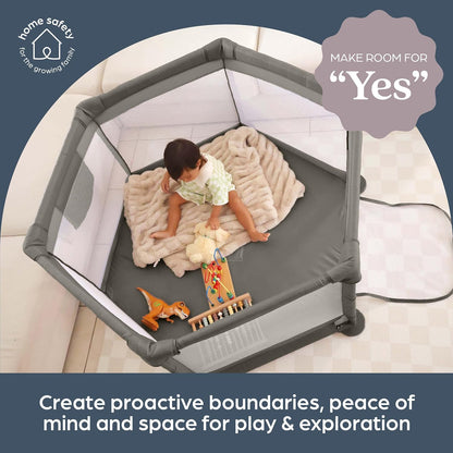 Dreambaby Large Explore Deluxe Fabric Playpen -Taupe. Padded Sides, Easy Assembly, Play Pen for Baby and Toddler, Play Yard, Breathable Mesh Fabric, Zip Door