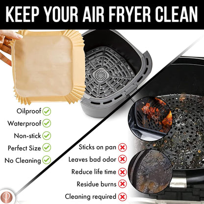 100pcs, 7.9 Inch Disposable Air Fryer Liners, Square for 4.3-8L Basket