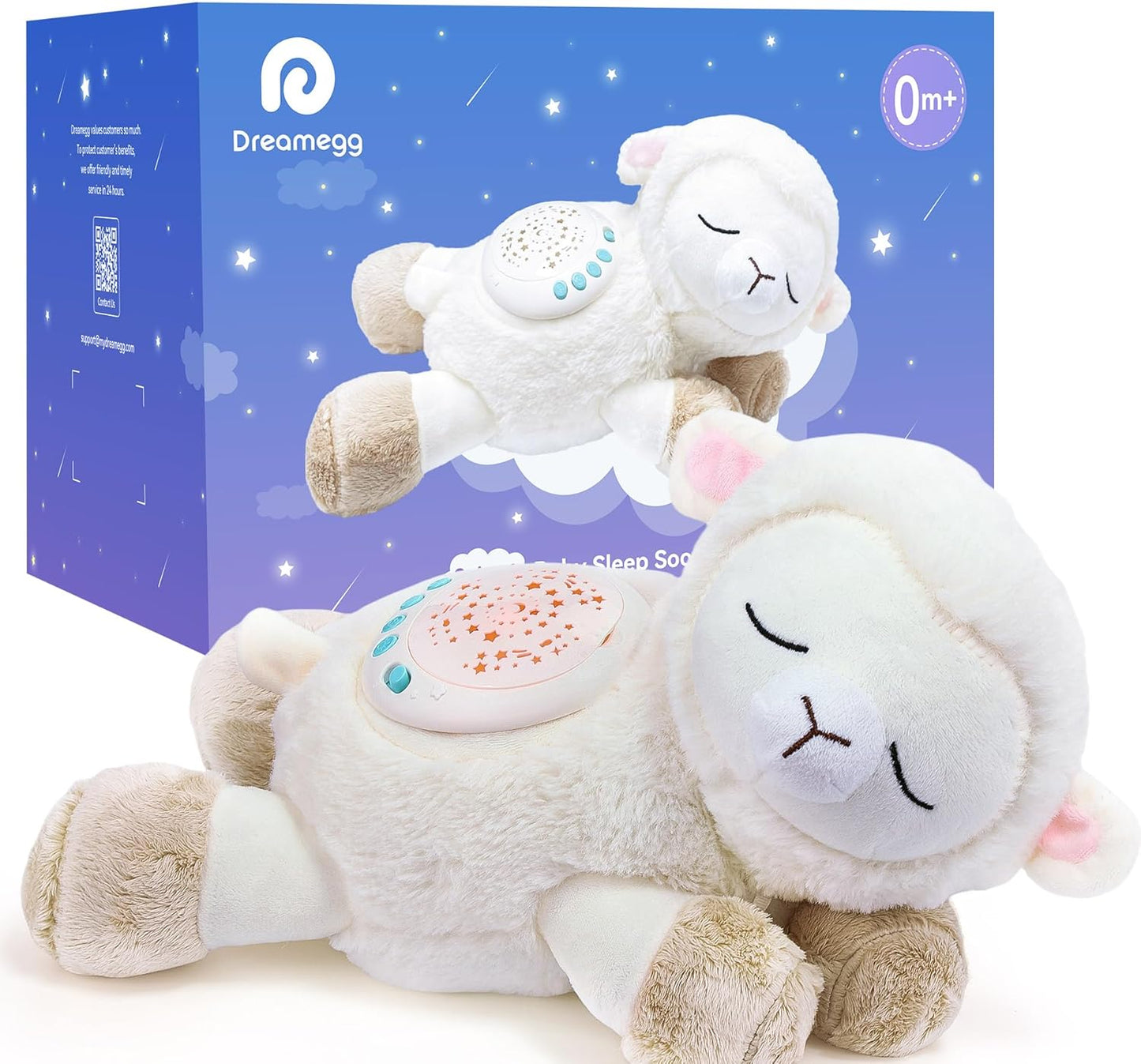 Baby Soother Sheep Toy, Sound Machine Baby Sleep Aid with 7 Soothing Sounds