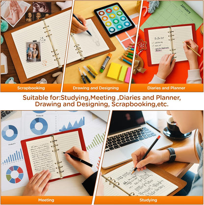 2 Pack A6 Lined 6-Hole Punched Loose Leaf Paper for 6-Ring Binders