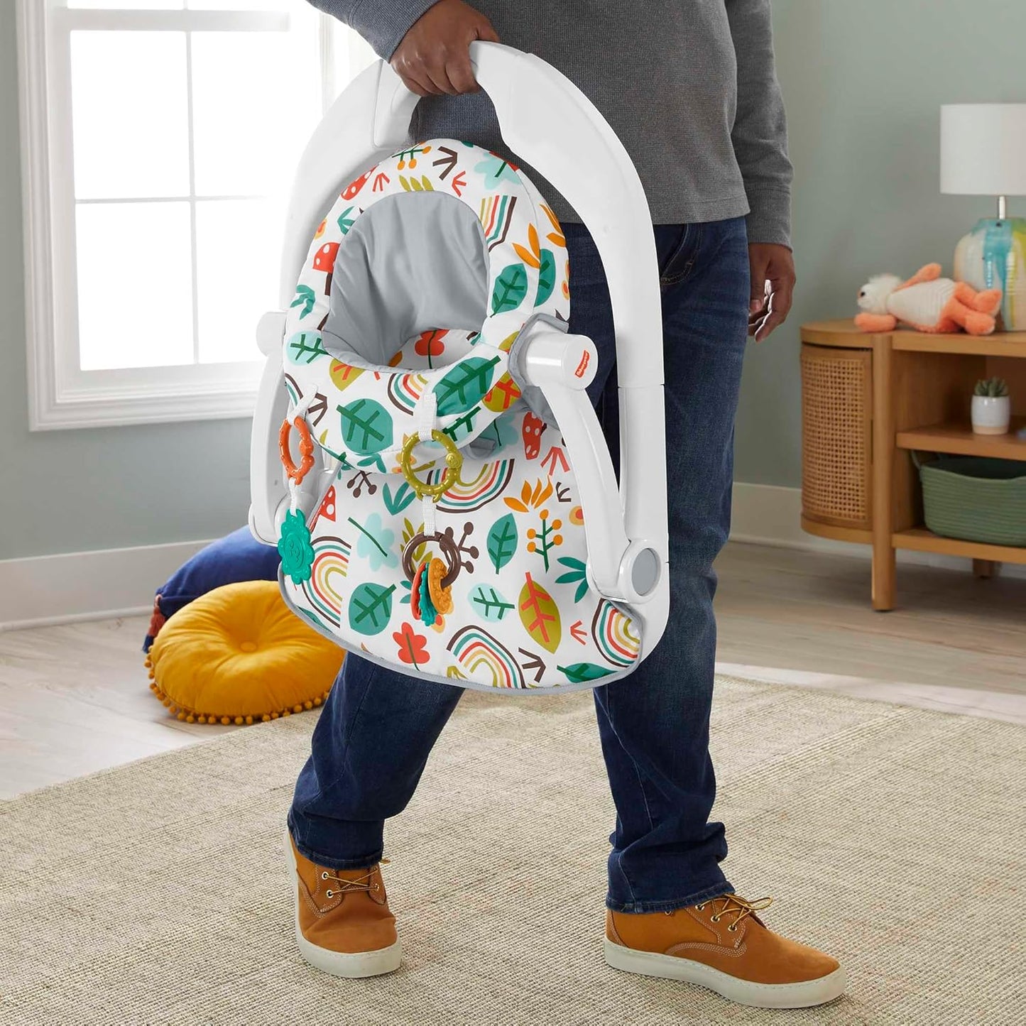 Fisher-Price Portable Baby Seat with Toys, Baby Chair for Sitting Up, Sit-Me-Up Floor Seat, Whimsical Forest