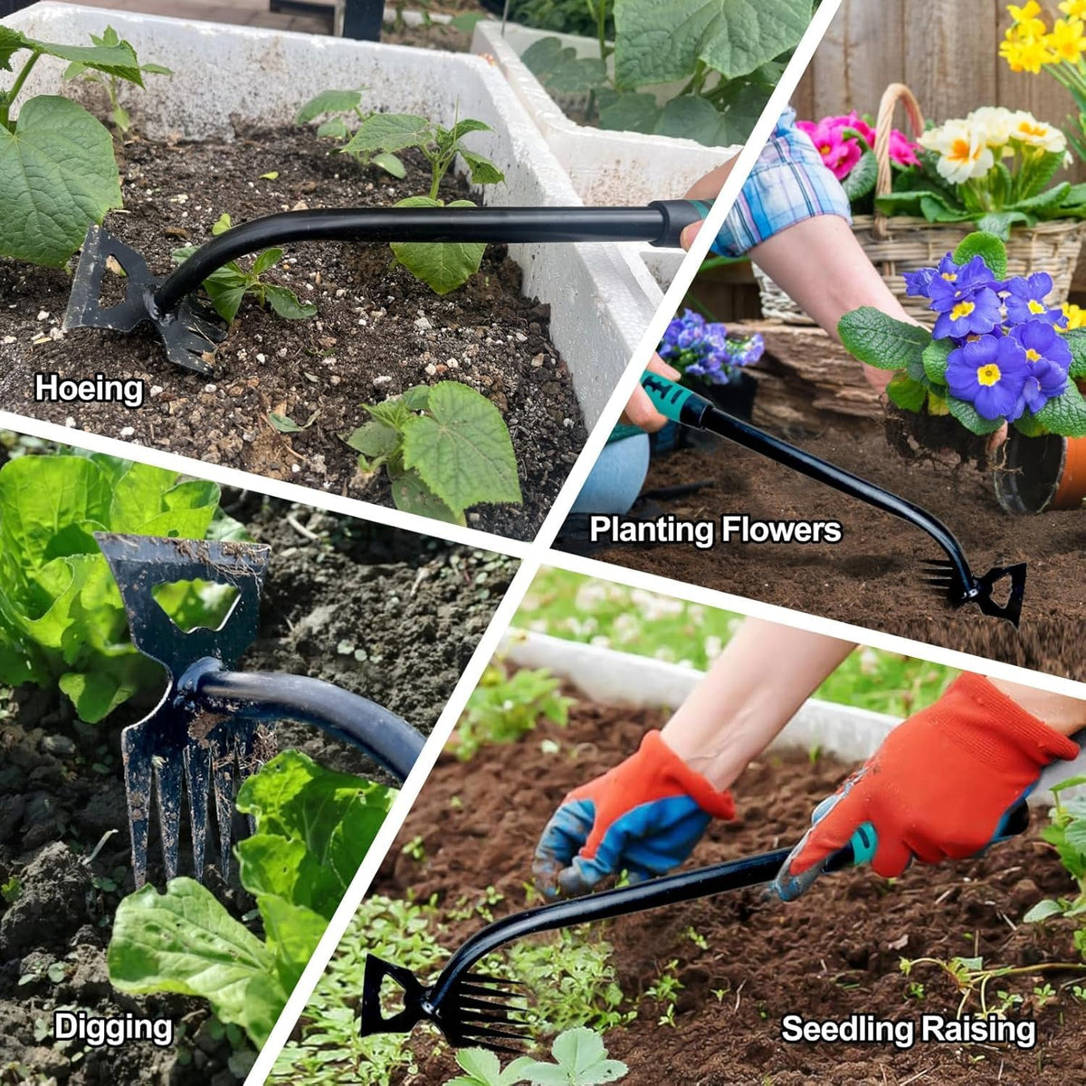 Gardening Hand Weeder Tools, Weeding Artifact Uprooting Weeding Tool, Durable Manganese Steel Hand Weeder Tool, Manual Multifunctional Weeders Gardening Tools for Yard and Garden (6 Teethes)