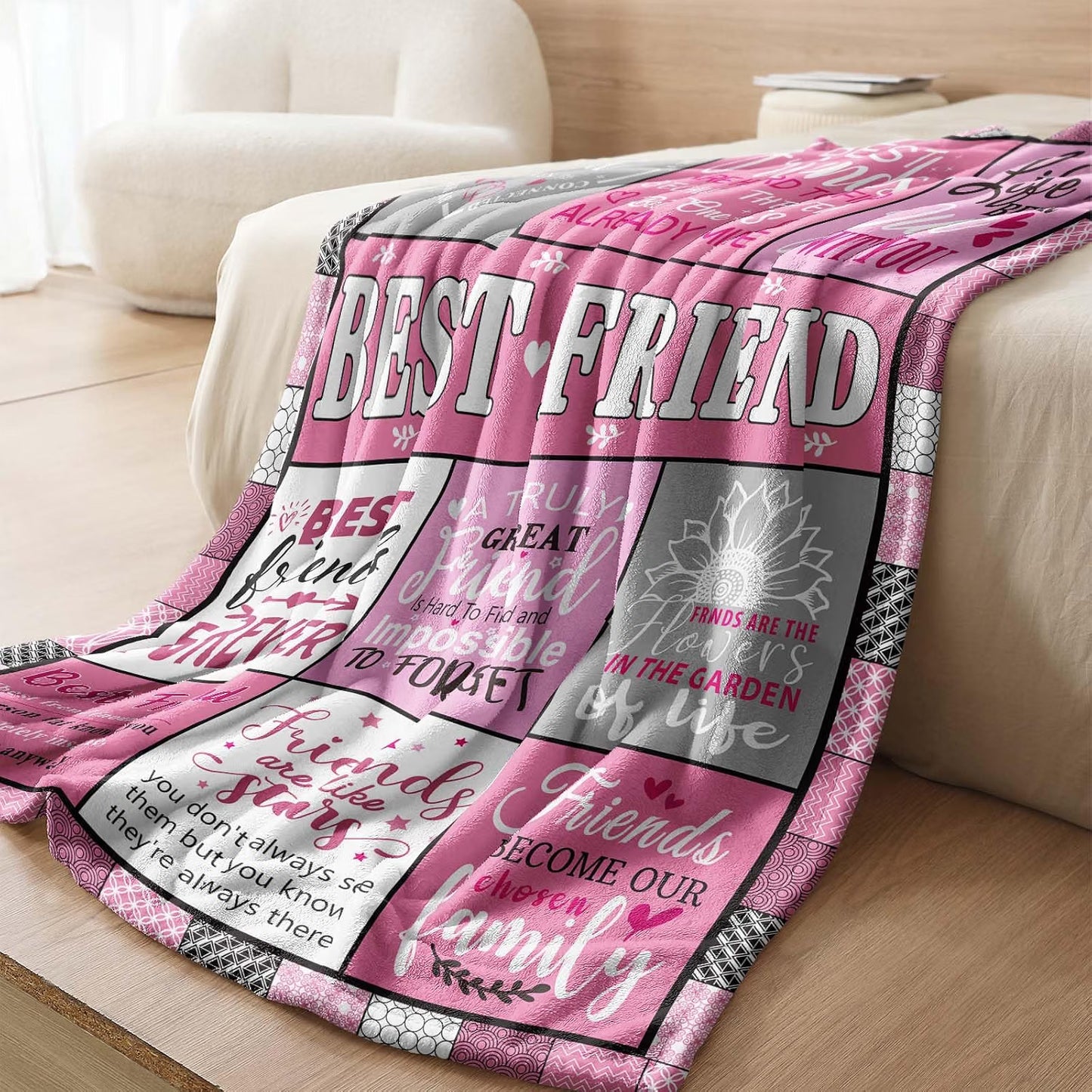 Best Friend Blanket Gifts,Friendship Christmas Birthday Thank You Gifts for Women,Friend Gifts for Women Bestie BBF,Soft Flannel Throw Blanket(60x50Inch)