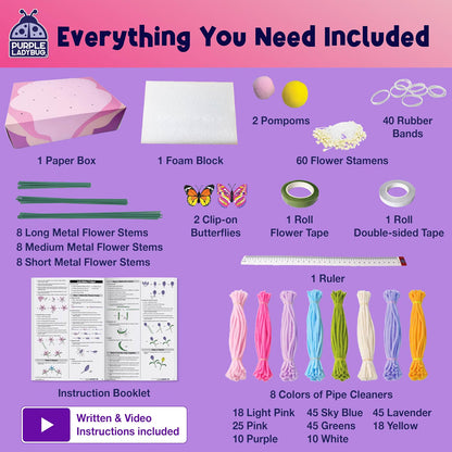 216 Pcs DIY Pipe Cleaners Flowers, Mess Free Craft Kit for Kids and Teens