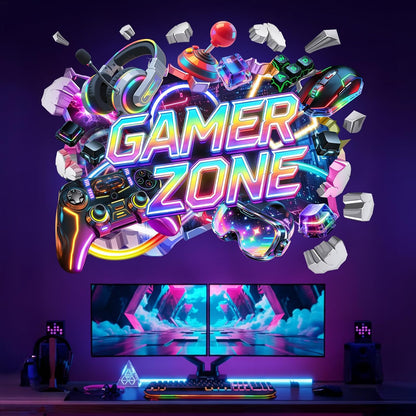 3D Gamer Zone Video Game Gaming Controller Boys Wall Decal Stickers